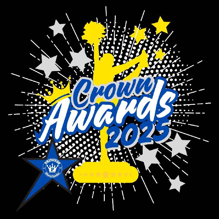 Crown Awards 2025 Logo in Blau, Weiß, Grau und Gelb
