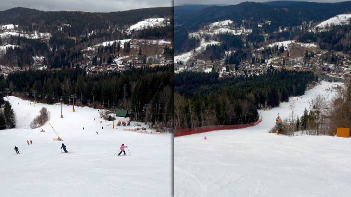 Tanvaldský Špičák: Mona auf Piste Slalomák und Závodní