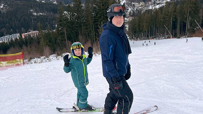 Tanvaldský Špičák: Johannes und Kristian auf Piste Turistická