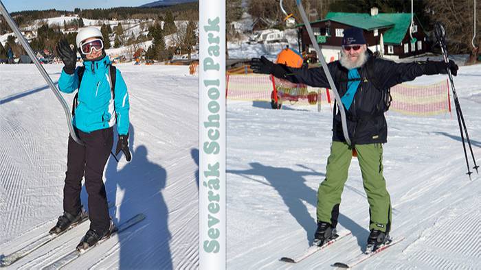 School Park: Mandy und Gerhard im Skilift