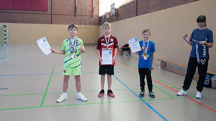 Siegerehrung Jungen Einzel u11 1. Morick 2. Sam 3. Joris